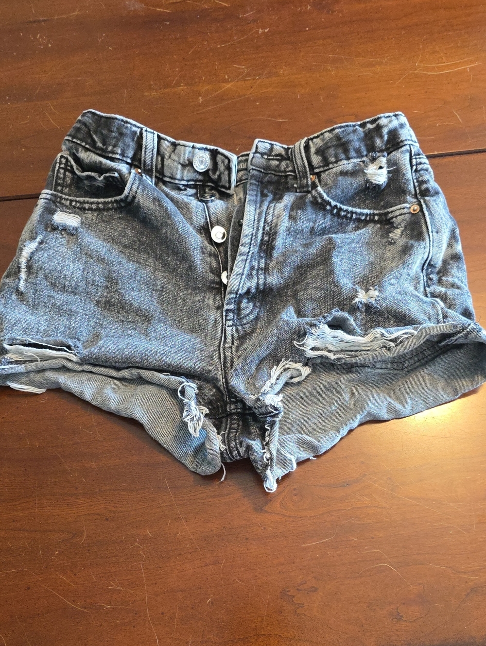 wild fable Washed Black Distressed High-Rise Denim Shorts